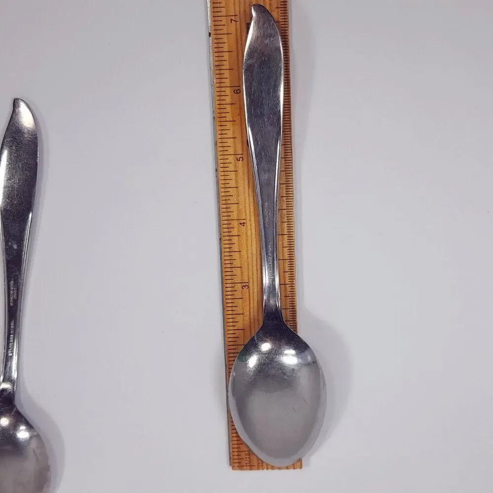 Vintage Utica Cut. Co. Japan‎ stainless oval soup spoon set 3 swirl UTI51 Cut co